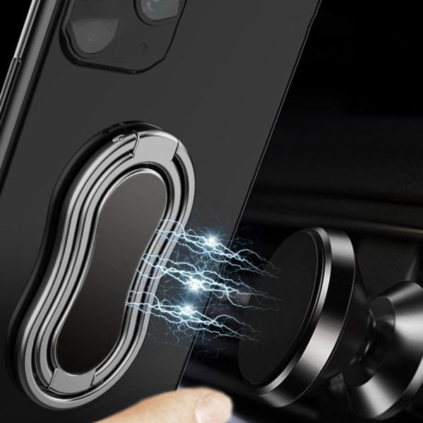 Fingerringhållare Stativgrepp 360° roterande för mobiltelefon Bil Magnetiskt fäste Telefonbaksida Black