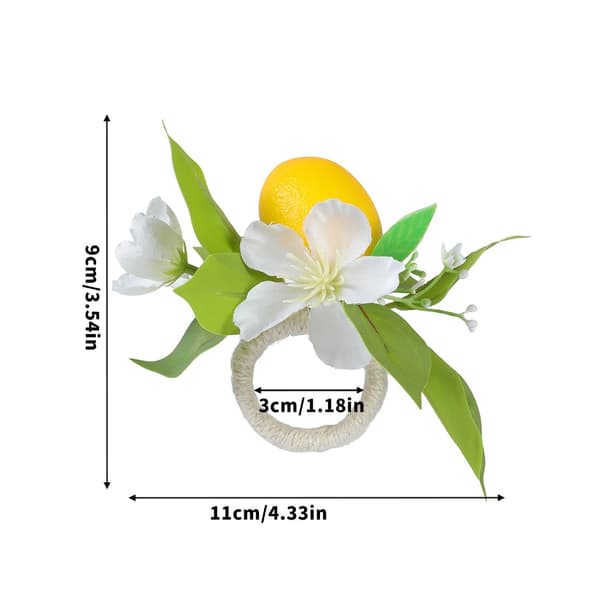 Förpackning med 6 citronblomservettringar till bröllopsmiddagsdukningstillbehör