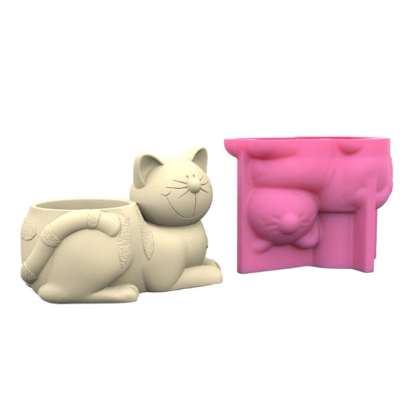Söt katt pennhållare blomkruka Harts form Suckulent Planter Making Supplies