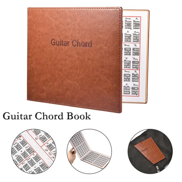 Gitarrackordsbok Diagram PU Läder 6 Strängar Pocket Gitarrackord Tabulatur