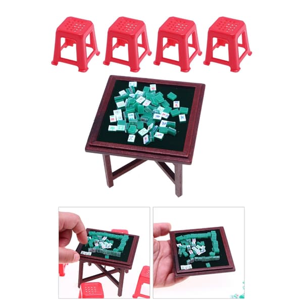 Realistiskt Mahjong Brickset Bord Dockhus Realistisk Mini Storlek Samling