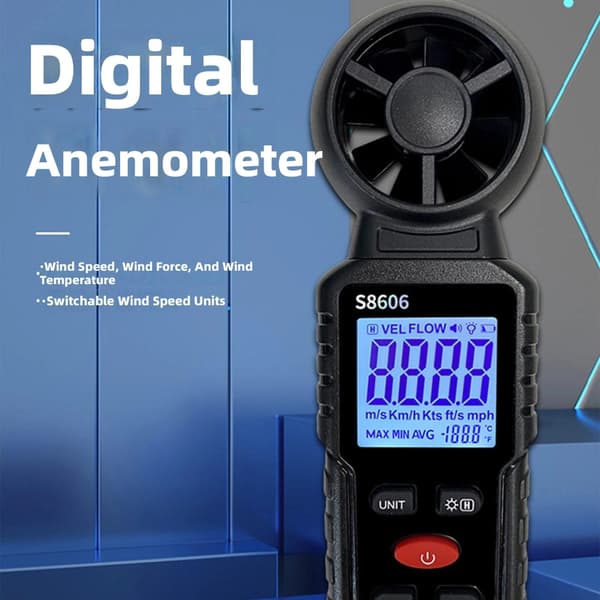 Vindinstrument med flere enheder, der viser ABS M/S /H Mph / Præcist