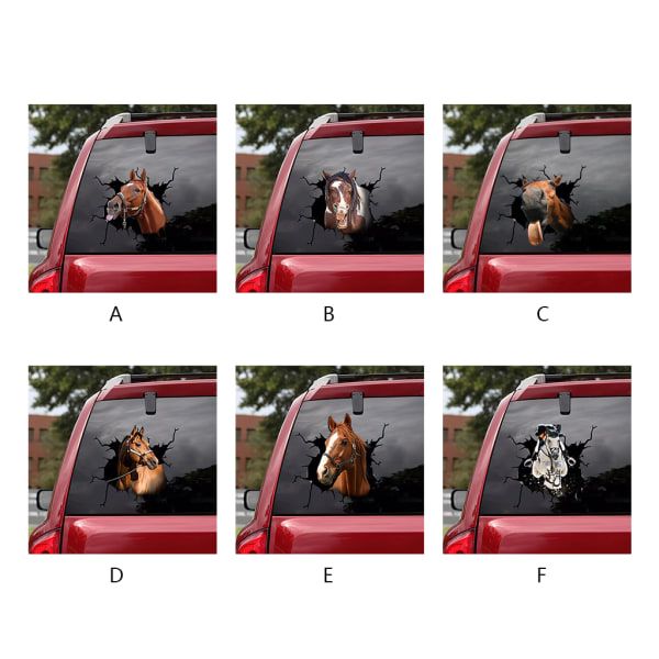 Personlig djurhästklistermärke Rolig bil 3D-simulering vattentät dekal för hemlastbil fönster badrumsdekorationer null - C