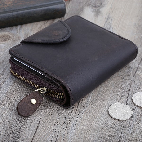 Män Läder Mode plånbok Myntväska Kreditkortshållare Clutch Pocket Billfold