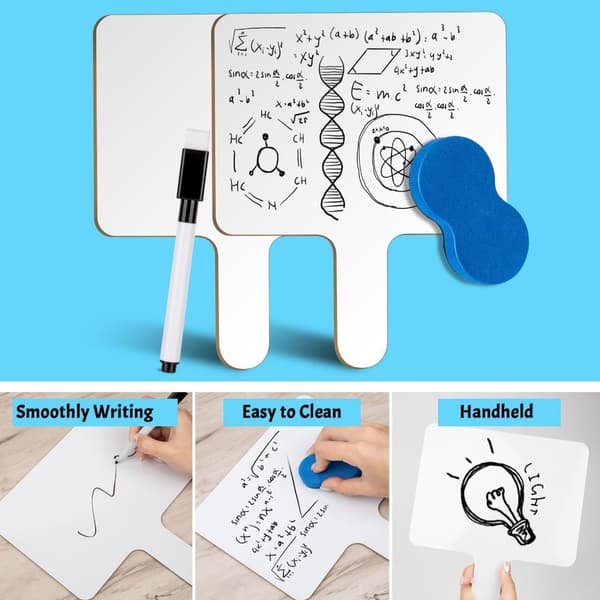 Bulk 10 Whiteboards med komfortgreb og tilbehør til undervisning og træning