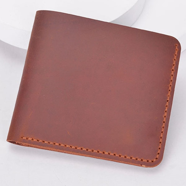 Retro handgjord plånbok för män Läder liten myntväska Korthållare Pengarväska Craft Tool Brown
