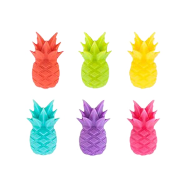Vinglasmarkörer Set med 6 söta ananas Silikon Drinkglas Berlocker Taggar Identifiering Cup Etiketter Skyltar för fest