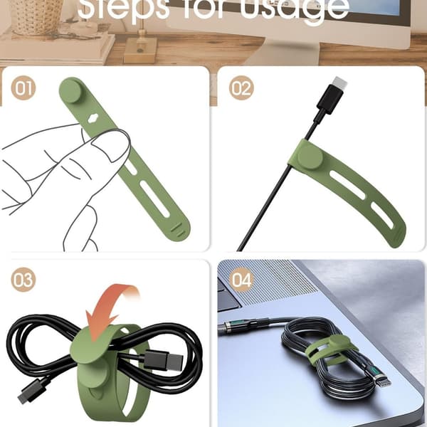 35 stk. genanvendelige silikone kabelbindere til USB- og lydkabler