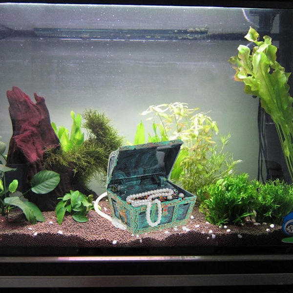 Akvarium Resin Ornamenter Lille skattekiste dekorationer Fisk til Tank Accessor Red