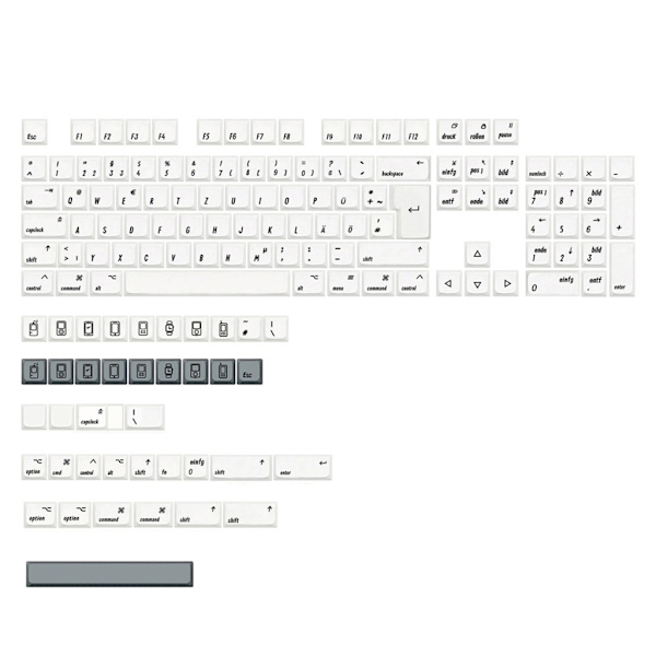 XDA-profil PBT-tangentkapslar 144 nycklar/ set för MAC-ISO Cherry MX-switchar Vit tangentbord för mekaniskt tangentbord DIY-byte