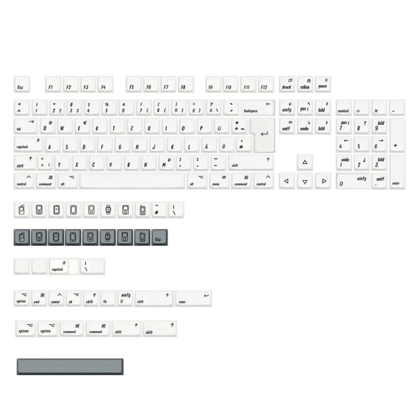 XDA-profil PBT-tangentkapslar 144 nycklar/ set för MAC-ISO Cherry MX-switchar Vit tangentbord för mekaniskt tangentbord DIY-byte null - French