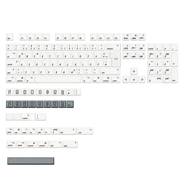 XDA Profile PBT Näppäimet 144 Avaimet/ set MAC-ISO Cherry MX-Switches Valkoinen näppäinsuojus mekaaniseen näppäimistöön Tee itse vaihto