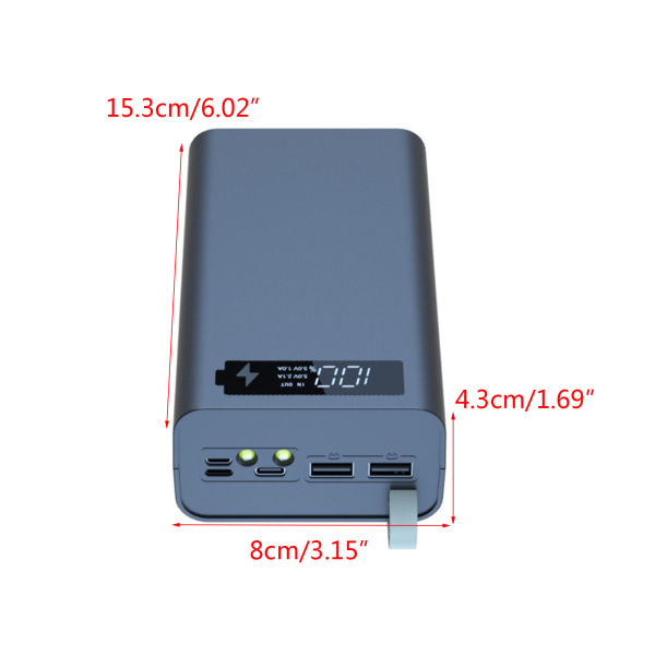 18650 Power Bank för Case Dual USB Mobiltelefon Laddning Trådlös Laddare Batterilåda Mobiltelefon Ersättningsdelar Black
