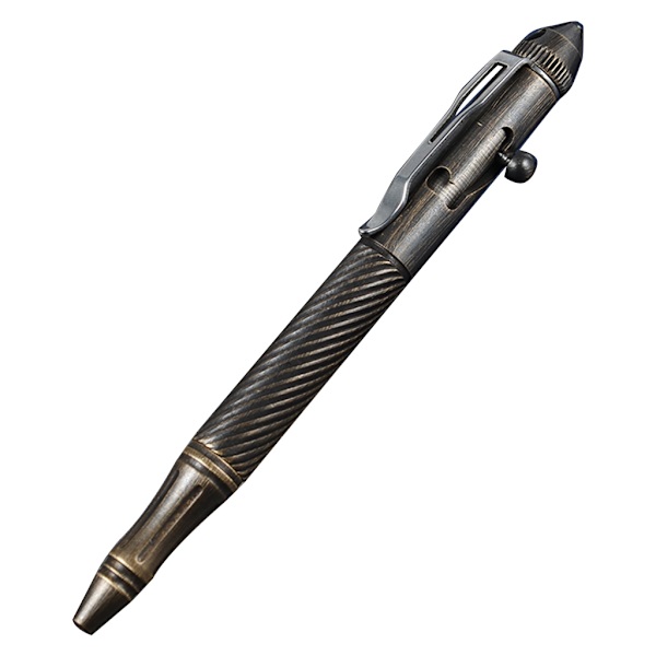 Solid Håndlavet Messing Gel Ink Pen Retro Twist Pattern Bolt Action Skriveværktøj
