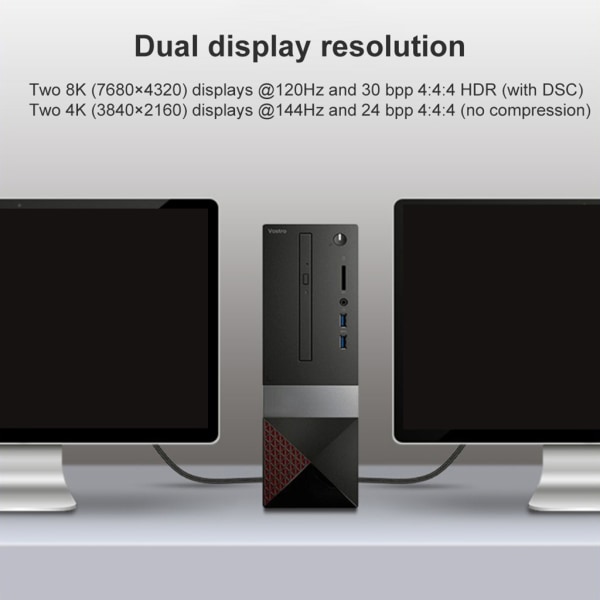 Högeffektiv DisplayPort 2.0-sladd 1/2/3 meter 16K 60Hz 80Gbps Anslutningskabel Datoranslutningar 1m