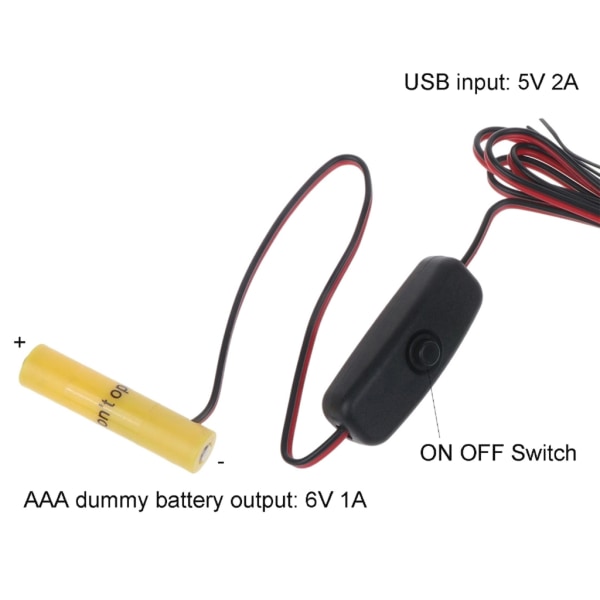 2M Typ C USB till 6V AAA Dummy Battery Eliminate-kabel med strömbrytare för fjärrkontroll Radio LED-ljus null - Type C model