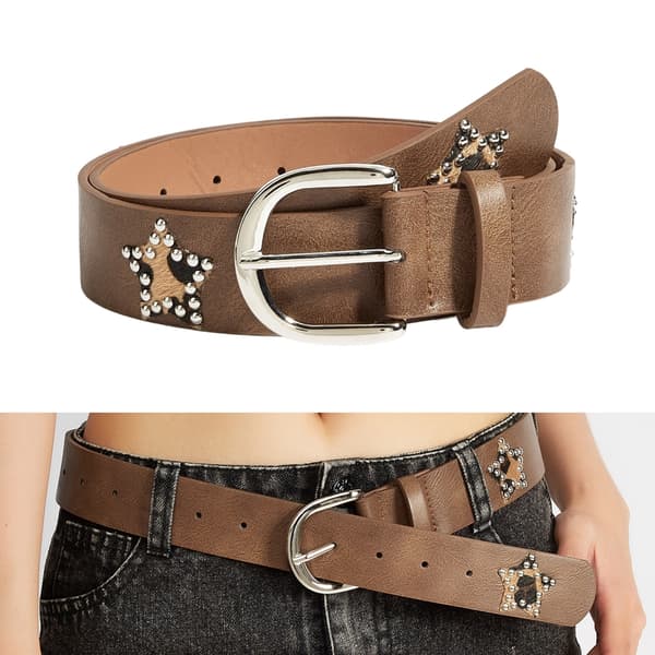 Trendy Gotisk Belte Glitrende Rhinestones Studs Justerbart PU Midjebånd Gave