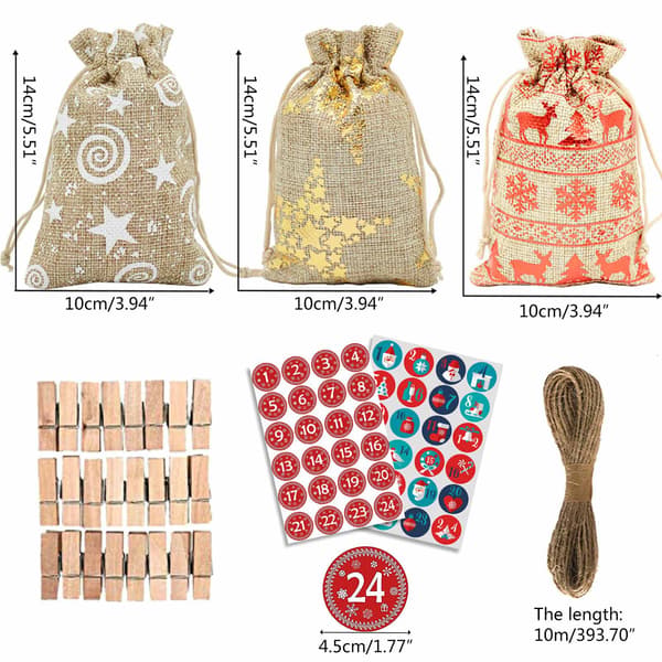 DIY Julekalender Gavepose Sæt Nedtællingskalendere 24 Dages Kit