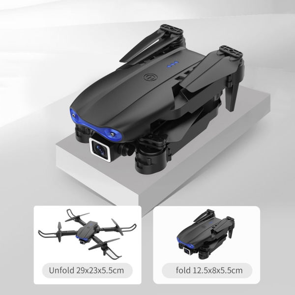 E99 K3 Drone 4K Dubbel/Enkel Kamera 6-axlig Trevägs Hinder Undvikande Fällbar RC Quadcopter Headless Mode för barn Black - B