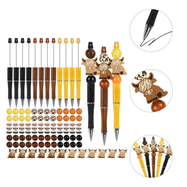 12x gör-det-själv-pärlor Pennor tillverkningssatser Pärlbara pennor kit Yak kulspetspennor för skolan