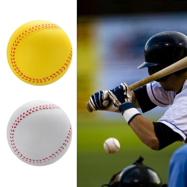 Elastisk Solid Practice Baseball, Blød PU Baseballs Træningsbold til Praksis White 6.3cm