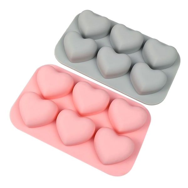 6 håligheter Silikonformar Molds Bakning Fondantformar Hjärtformade Pink