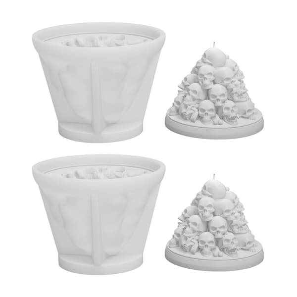 2x Halloween Silikoneforme Kranier Lysform Gipsforme Epoxy Resin Forme