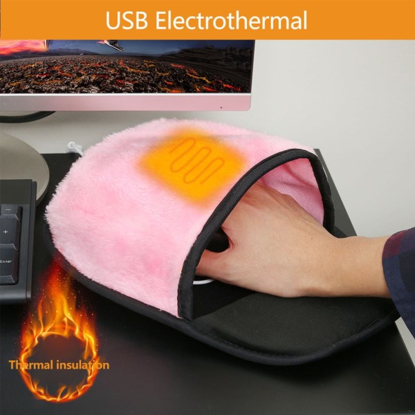 USB-uppvärmd musmatta Handvärmare Julklapp för dator PC Laptop Notebook Pink