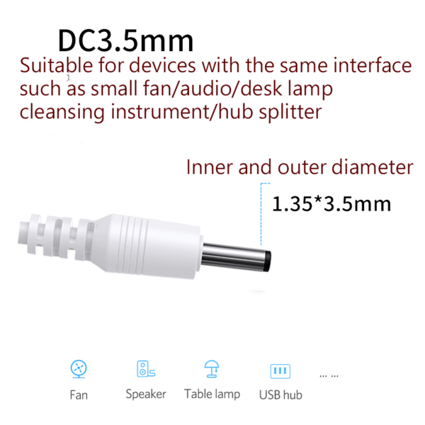 Typ A hane USB Vänd till för DC Power Hane Plug Jack 3,5 mm x 1,35 mm Power Convert 50cm