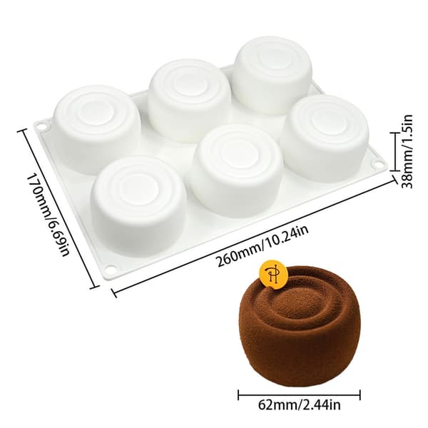 Cylinderformede silikoneforme til fremstilling af moussekager, bageforme, non-stick
