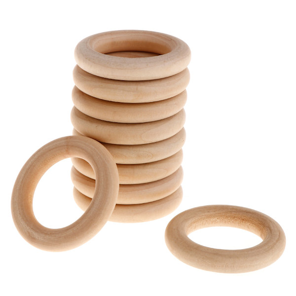 10-pack träringar för att måla träcirklar för hantverk DIY fågel papegojleksak 3*1.7cm