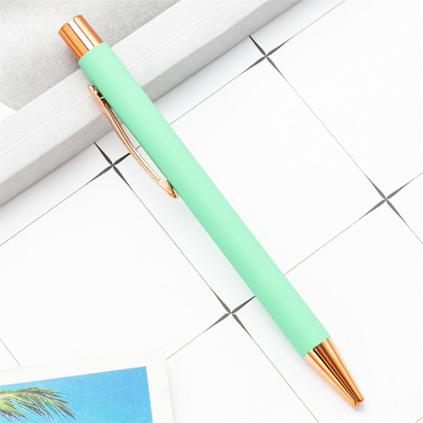 6x/ Set kirjoituskynä Sisäänvedettävä kuulakärkikynä Metallinen rullapallokynä päiväkirjakynä Mint Green