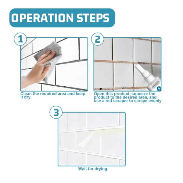 Flisereparationsforsegling med skraber Hvid fugemasse til badeværelse og køkken null - 1 set