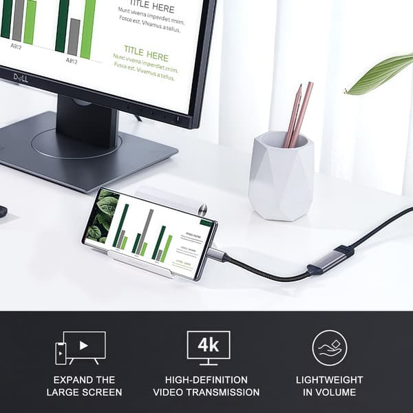 DP Hun Til USB C Han Konverter Kort Kabel Understøtter 4K@60HZ Output