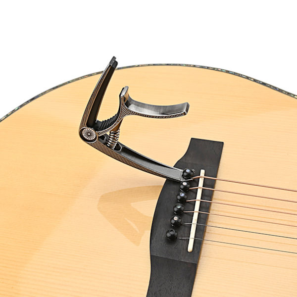 Capo for Gitar, 2 i 1 Sink-legering Tuningsklemme for Elektrisk Gitar Klemmetuner Bronze