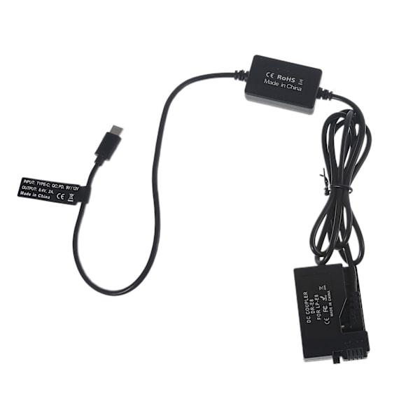 Type-C til for LP E8 Dummy Batterisikkert kamera Strømkilde for Rebel 600D 700D T2i T3i T4i T5i