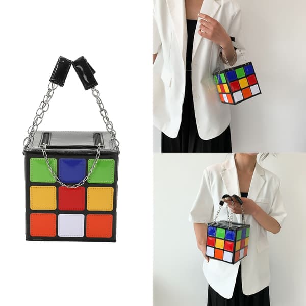 Cube Shape Clutch Purse Cube Shape telefonpung pung med kæde