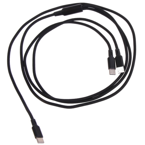 Snabbladdning Typ-C till Micro USB(Android) + Type-C-kabelsladd 18W Power 2-i-1 Nylon laddarkabel Svart 120cm