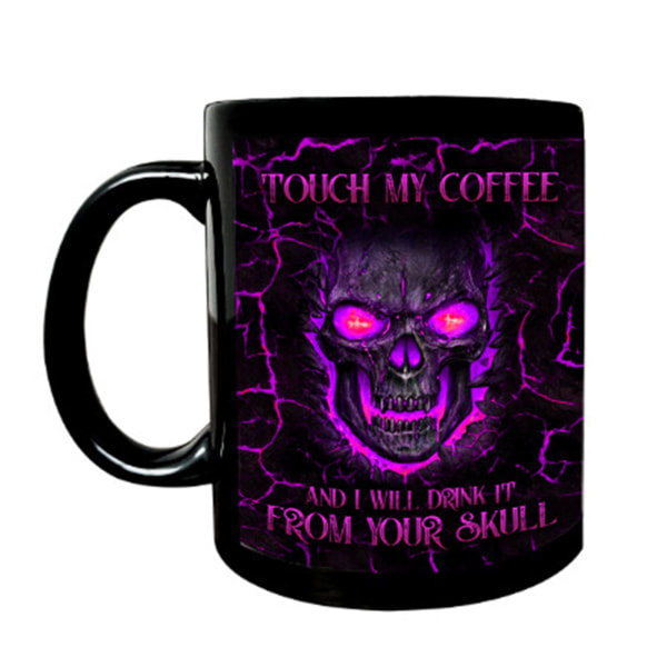 Morsomt kaffekrus for berøring My Coffee I Will Drink It Skull 11oz Keramisk tekopp for menn Kvinner Halloween Julebursdagsgave