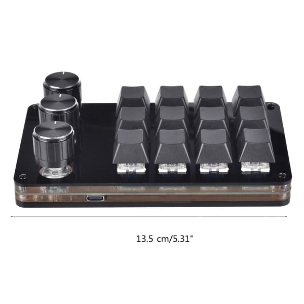 Mini Macro Mekanisk Tastatur 12 Taster Fuldt Programmerbart Tastatur med 3 Knapper