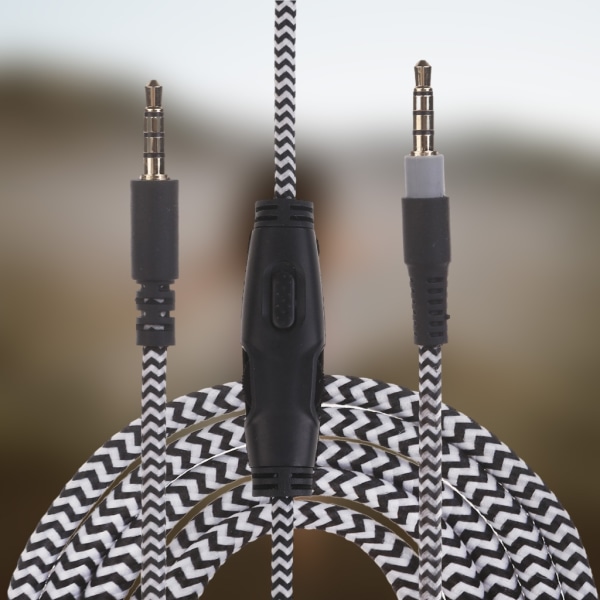 Avtagbar 3,5 mm hörlurskabel för Cloud/CloudAlpha Gaming Headset-sladd med in-line volymkontroll och mute-funktion Black and white