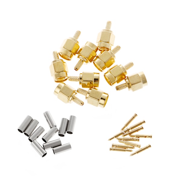 10 kpl SMA-urosliitin, puristusliitin RG174 RG316 LMR100 kaapeli RF-liitin
