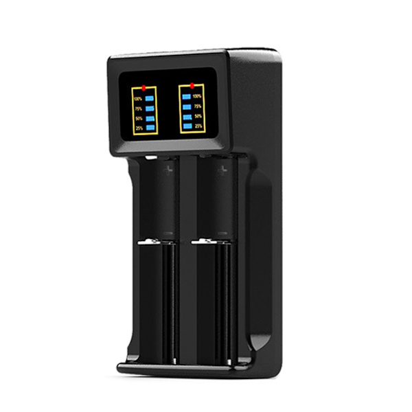 2 spor for aaa/aa 18650 26650 21750 oppladbar batterilader LCD-skjerm