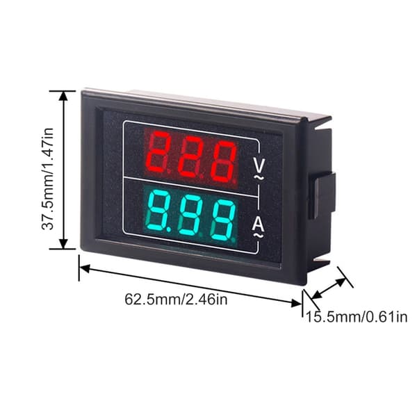 2 i 1 Ampere-mätare Voltmeter Detektor Digital Display