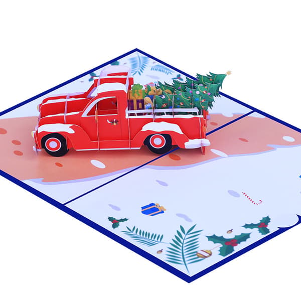3D Pop up Julkort Julgran Bil Överraskningskort
