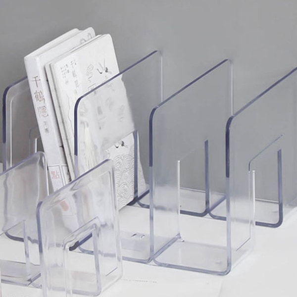 Desktop Organizer, Transparent akryl skrivbordsbokhylla för barn Student Enkelt multifunktionellt kontorsställ Glass black Triptych