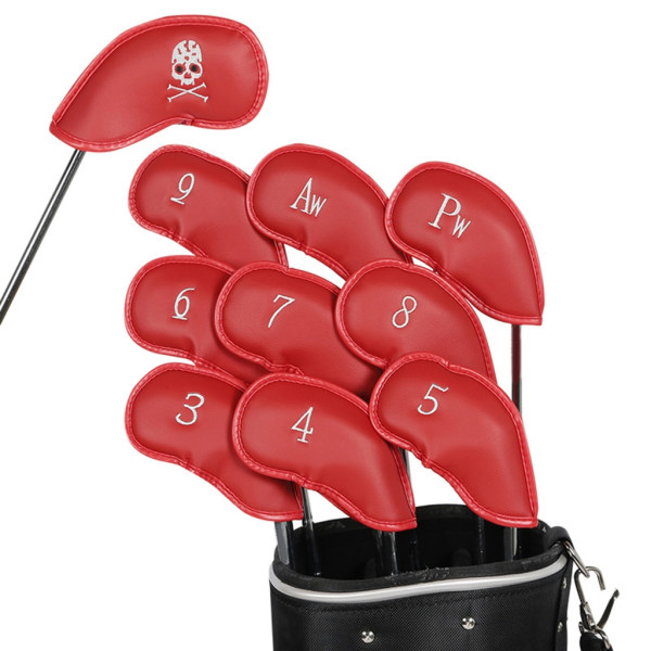 10-delat huvudskydd för golfklubbor Vattentätt skydd för golfklubbhuvud Passar de flesta golfjärn Black