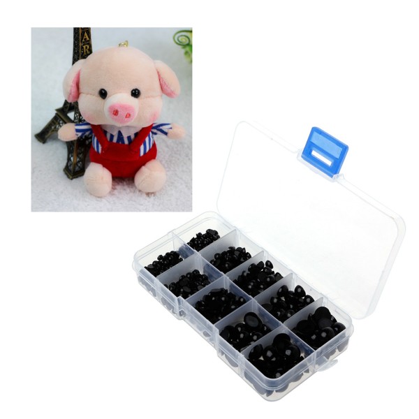 760 st 4-10 mm svart plast säkerhetsögon för nallebjörn för docka djurdocka Cr