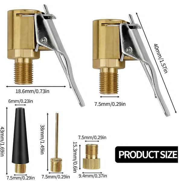 Mässing Låsande Däckpumpmunstycksadapter Däckluftchuck Klämma Adapter