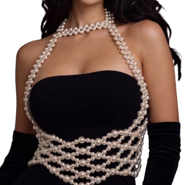 Statement kropssmykke med taljedrapering i mesh til festlige looks